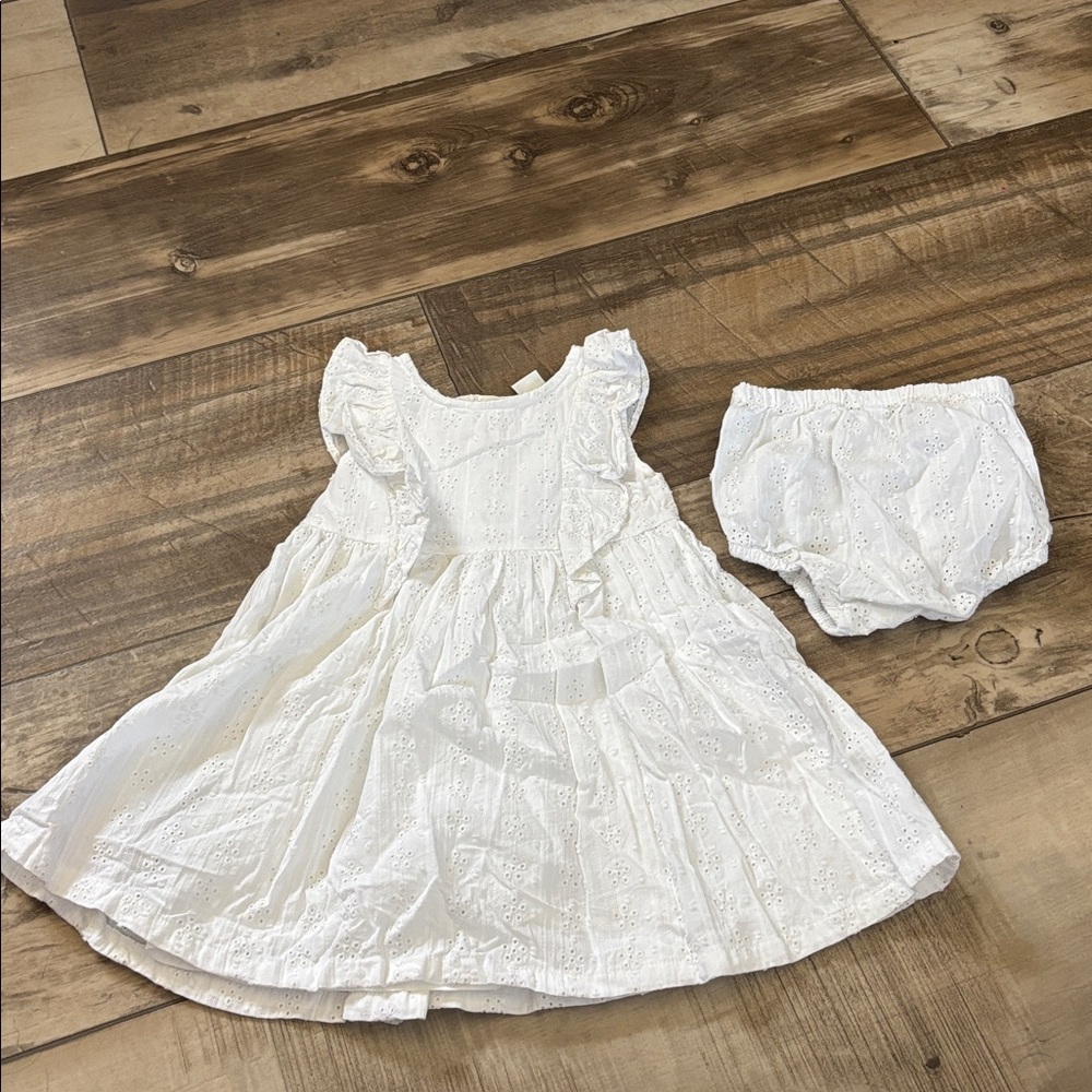 Little Me White Eyelet Dress with Bloomers